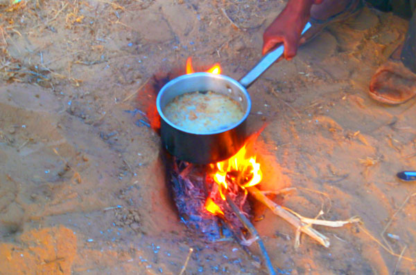 Open fire bush tea